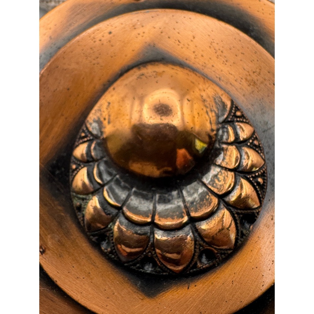 Vintage Copper Necklace Earrings Set 1950s Modernist Sunburst Pendant Flower - Picture 7 of 9